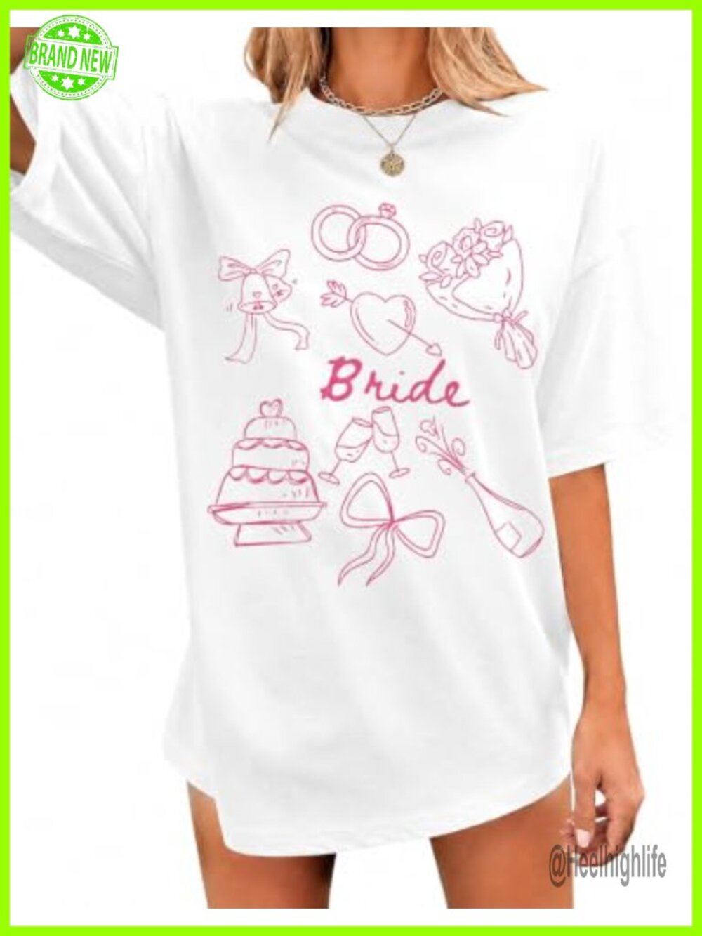 Oversized Bride T-Shirt Cotton Polyester Spandex Bridal Shower Tee